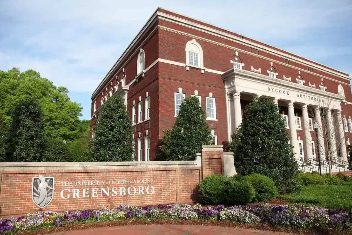 University of North Carolina at Greensboro campus building in Greensboro, NC.